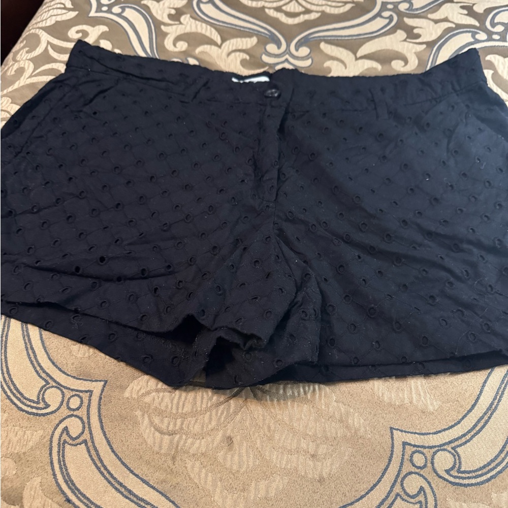 Women's Black Eyelet Shorts